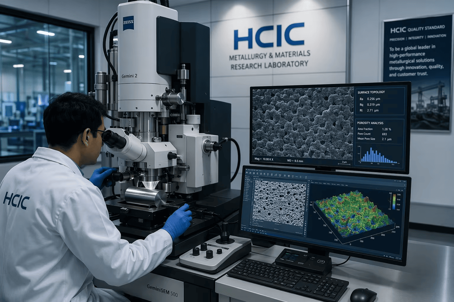 HCIC metallurgical engineering team performing surface topology analysis
